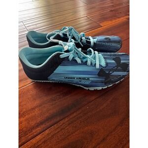 Under Armour Kick Distance Track Spikes Womens 10 Blue Black 1297114-448